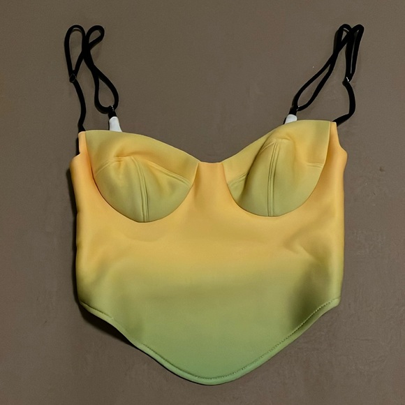 SAMMY B. NWOT Corset Detail Top - Yellow Green Ombre - Size S - Picture 3 of 10